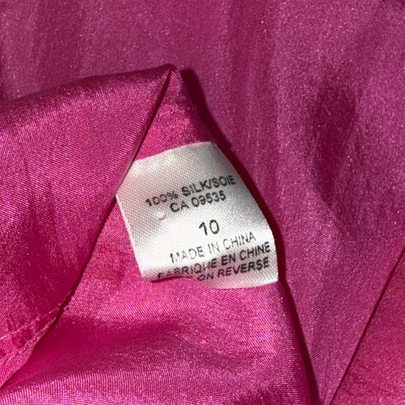 Tahari 100% Silk Dress Size 10 Pink Orange Floral Slip Style Sheath Y2K Vintage - Picture 10 of 16